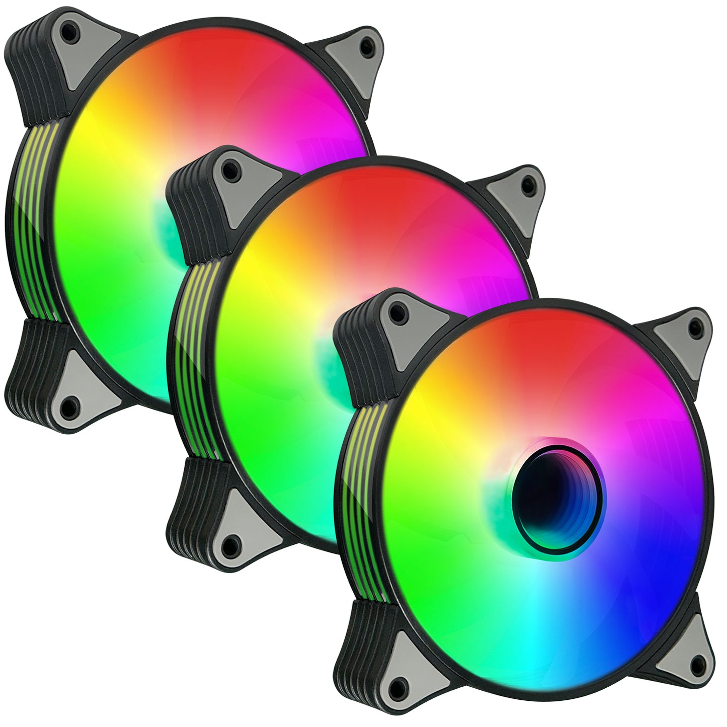 JAZZCOOLING RGB Fans 120mm Case Fan 3 Pack PC Case Fans, FL-120 High Performance Quiet Cooling Fan PC Fans, with Hydraulic Bearing - Low Noise Computer Fans for PC Case