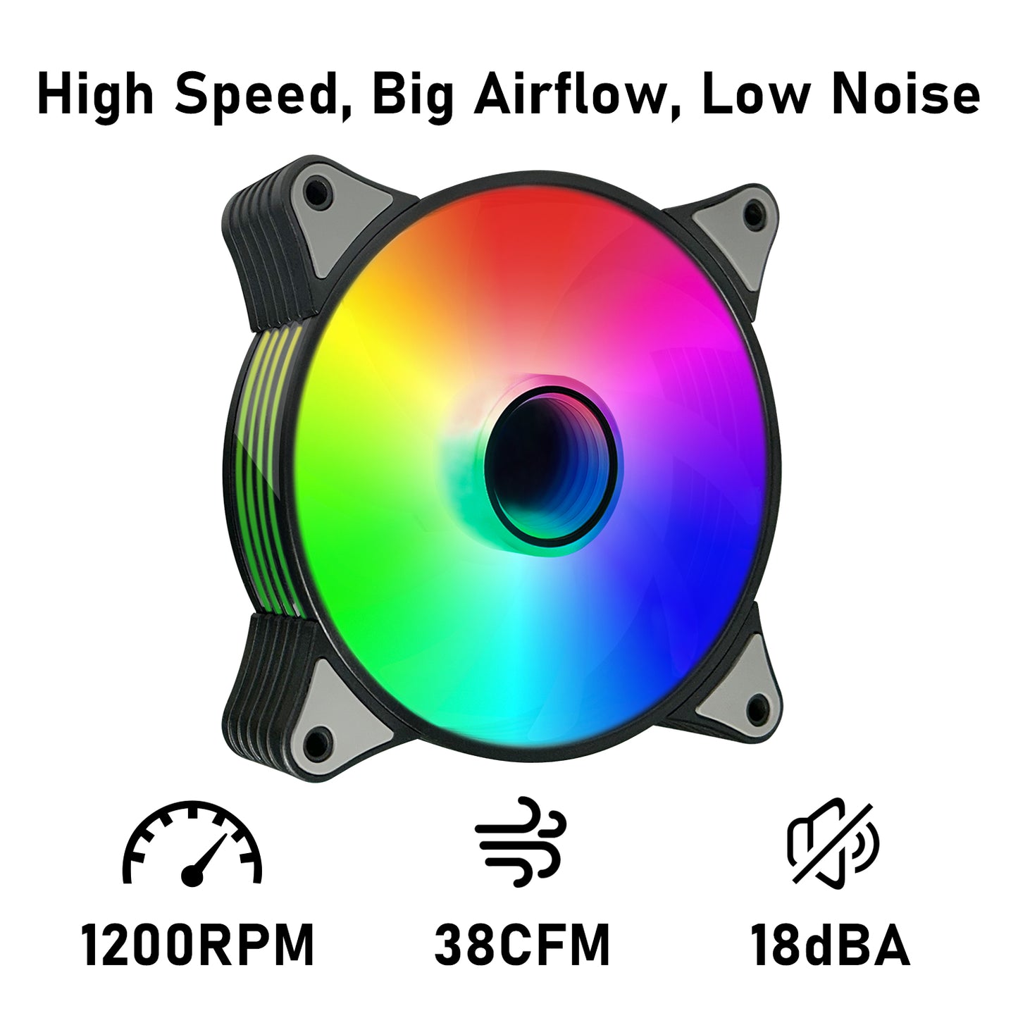 JAZZCOOLING RGB Fans 120mm Case Fan 3 Pack PC Case Fans, FL-120 High Performance Quiet Cooling Fan PC Fans, with Hydraulic Bearing - Low Noise Computer Fans for PC Case