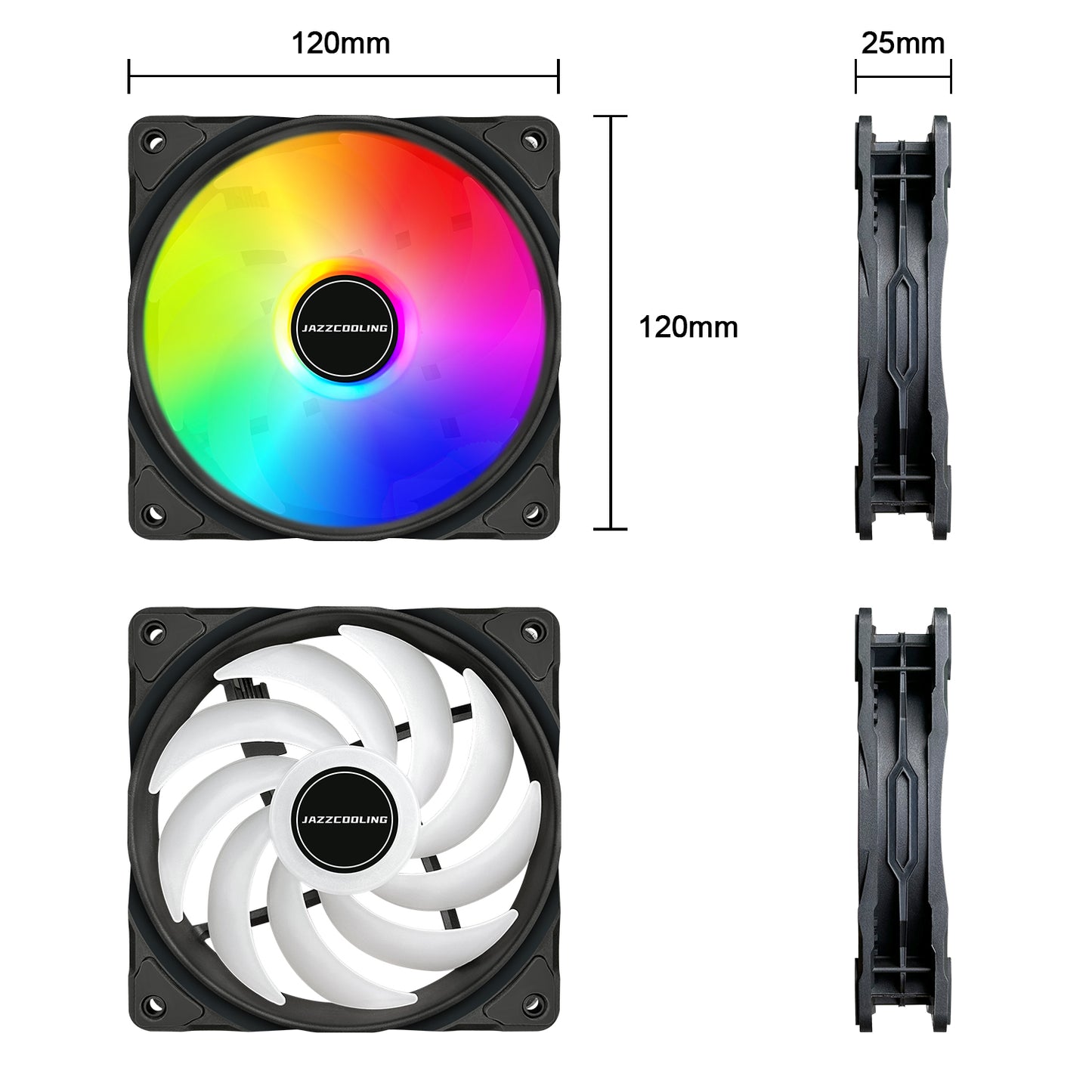 RGB Fans 120mm Case Fan 3 Pack PC Case Fans, FM-120 High Performance Quiet 12V 3PIN and Molex 4PIN PSU Plug Static RGB PC Fans, Hydraulic Bearing - 1,200 RPM Low Noise Computer Fans for PC Case