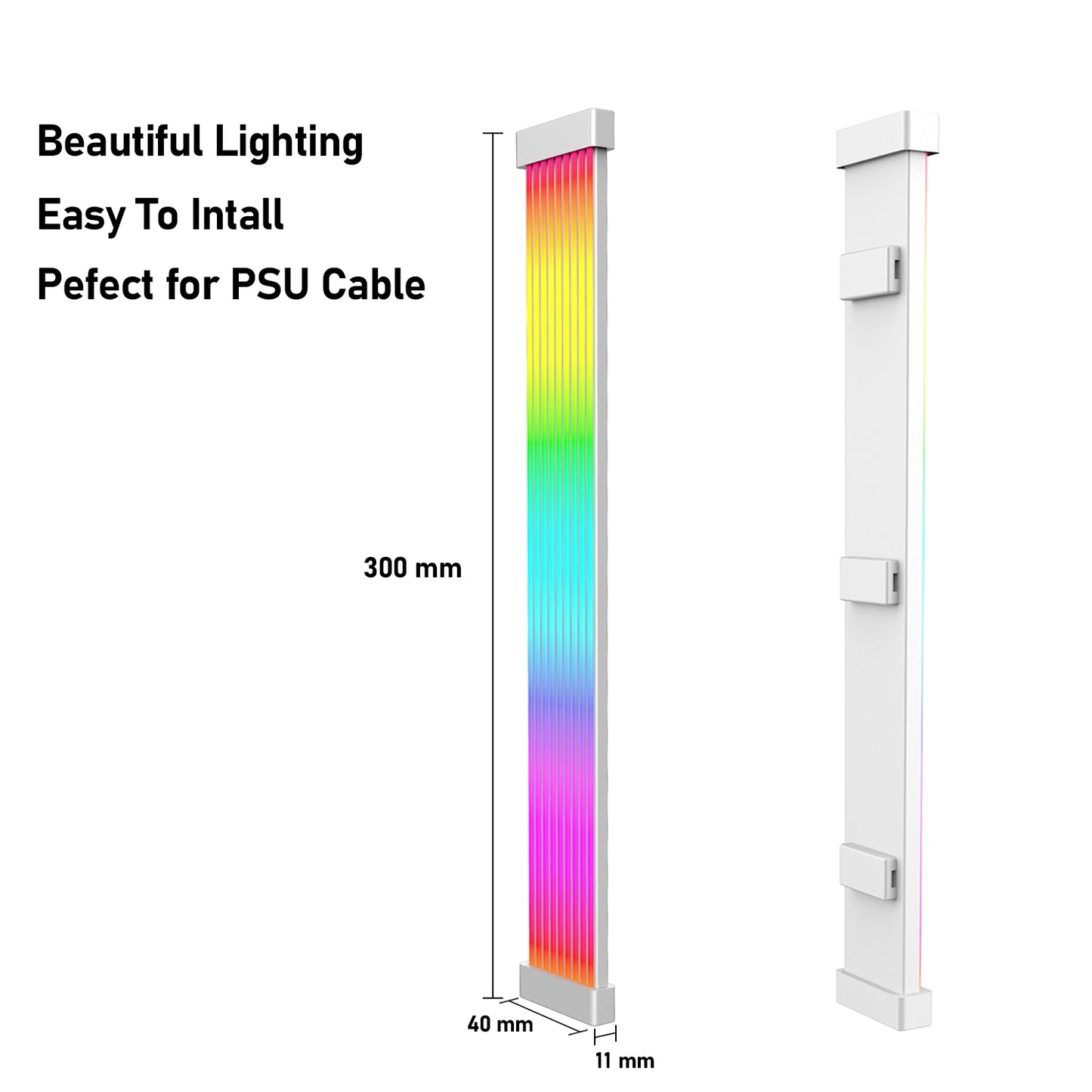 JAZZCOOLING PC RGB Light Strip for PSU Cables PC RGB GPU Cable, CL300 5V 3Pin ARGB Sync PC Cables, Pefect for 6Pin 8Pin 12Pin 16Pin 24Pin PSU RGB Cable Extensions, Colorful for PC Case