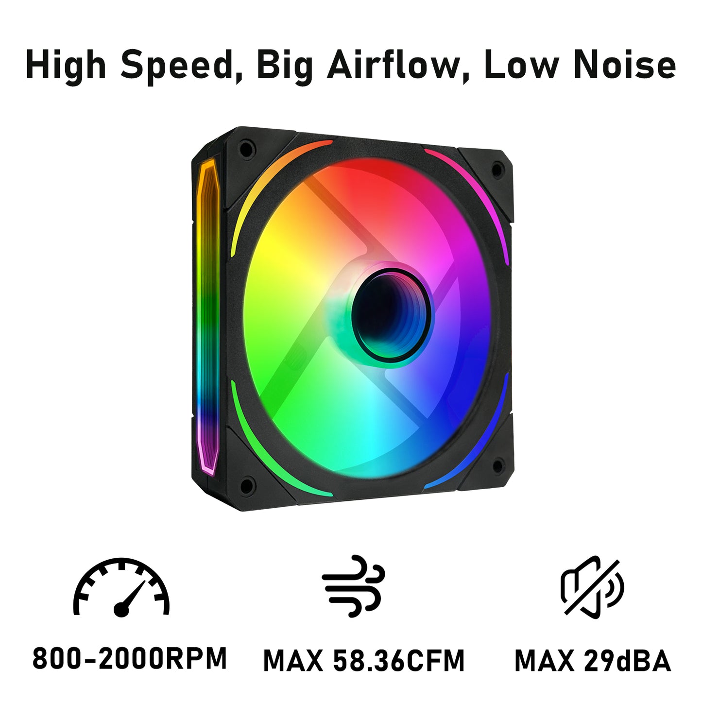 RGB Fans 120mm PWM Fans 3 Pack PC argb Fans, HA-120 pc pwm RGB Fans with 12v 4pin pwm and 5v 3pin argb Plug, Infinity Mirror ARGB Addressable Lighting - Low Noise Computer Fans for PC Cooler and Case