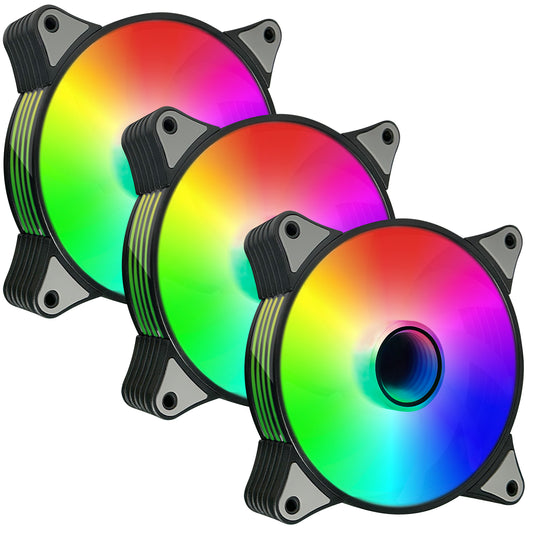 JAZZCOOLING RGB Fans 120mm Case Fan 3 Pack PC Case Fans, FL-120 High Performance Quiet Cooling Fan PC Fans, with Hydraulic Bearing - Low Noise Computer Fans for PC Case