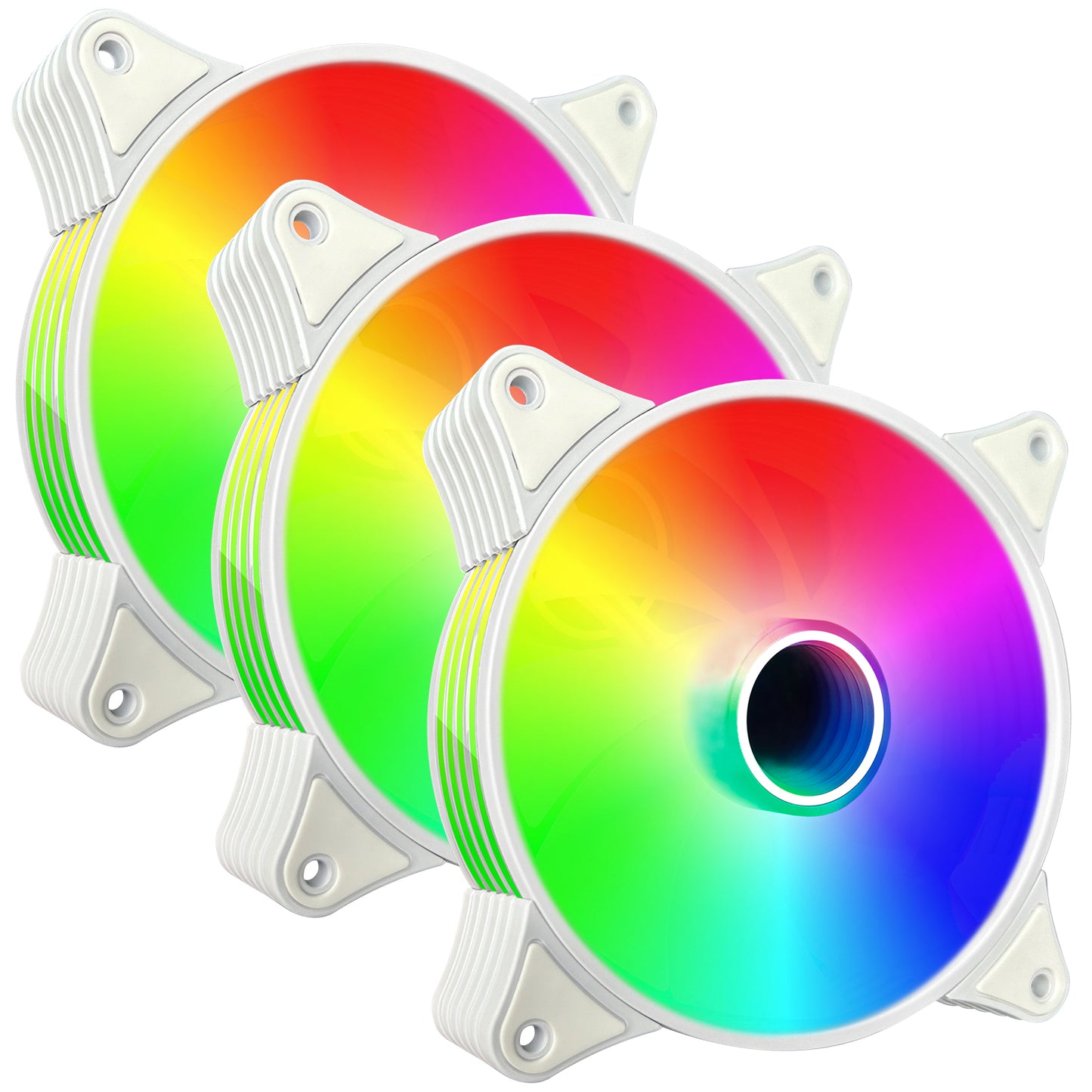 Infinity Mirror RGB Fans 120mm Case Fan 3 Pack PC Fans, FL-120W Slient PC Cooling Fan 12V 3PIN and molex 4PIN PSU Plug PC Case Fans, with Hydraulic Bearing - 1,200 RPM Quiet Computer Fans for PC Case