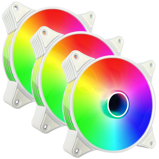 Infinity Mirror RGB Fans 120mm Case Fan 3 Pack PC Fans, FL-120W Slient PC Cooling Fan 12V 3PIN and molex 4PIN PSU Plug PC Case Fans, with Hydraulic Bearing - 1,200 RPM Quiet Computer Fans for PC Case