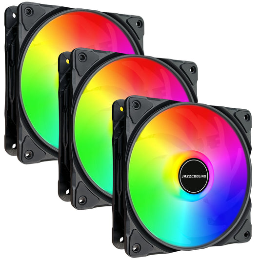 RGB Fans 120mm Case Fan 3 Pack PC Case Fans, FM-120 High Performance Quiet 12V 3PIN and Molex 4PIN PSU Plug Static RGB PC Fans, Hydraulic Bearing - 1,200 RPM Low Noise Computer Fans for PC Case