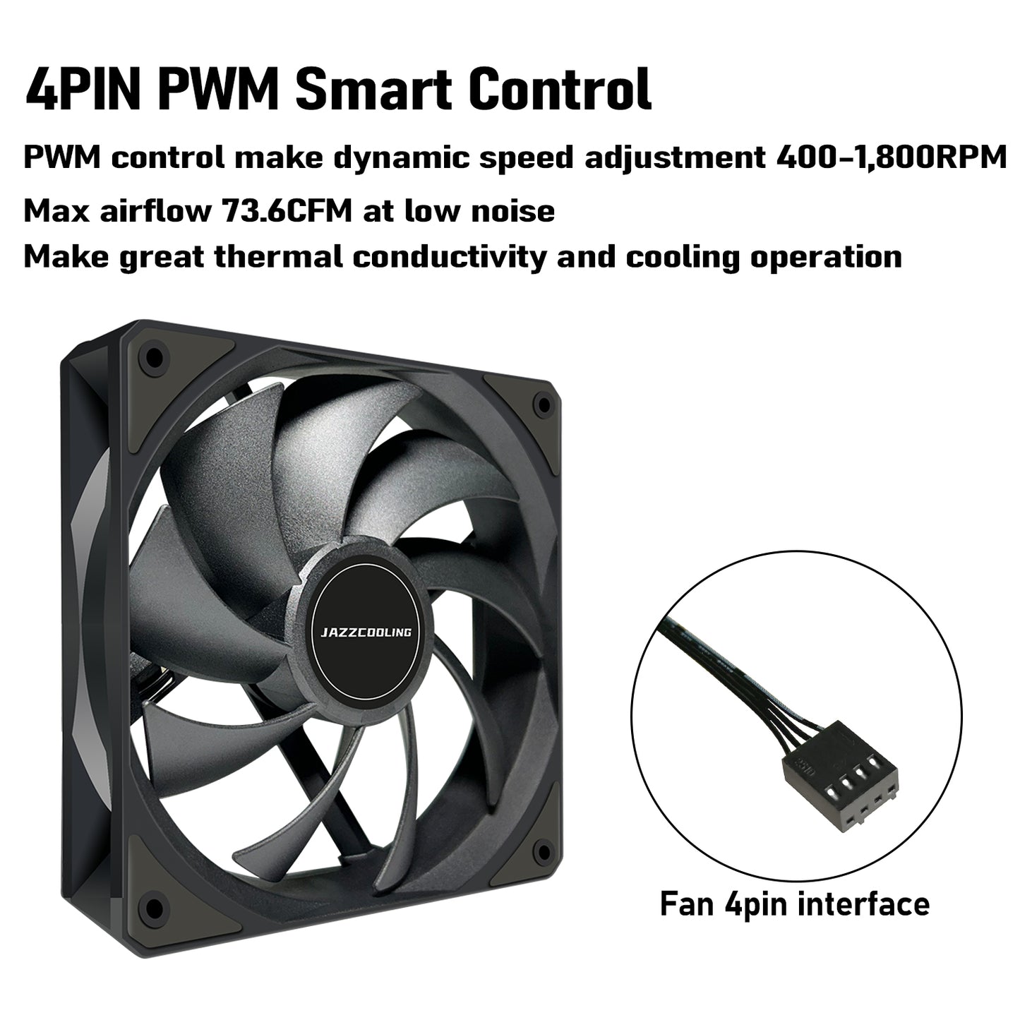 JAZZCOOLING HD500 CPU Air Cooler 5 Heat Pipes 180W TDP CPU Cooler for Intel LGA 1700/1200/115X/20XX AMD AM5/AM4,120mm PWM Fan 12V-4PIN automatic motherboard control PC COOLER