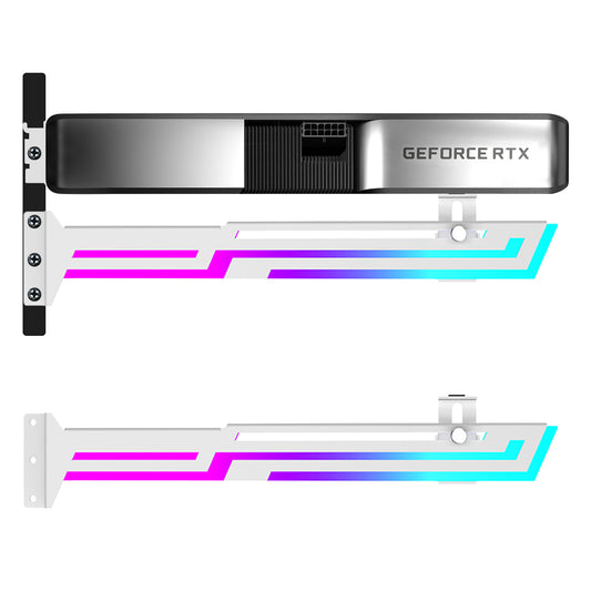 ARGB GPU Support Bracket, RGB GPU Brace Support, 5V 3Pin addressable GPU Holder, 5v 3pin ARGB White GPU Support Video Card sag Holder, Adjustable Length and Height GPU Stand (White)