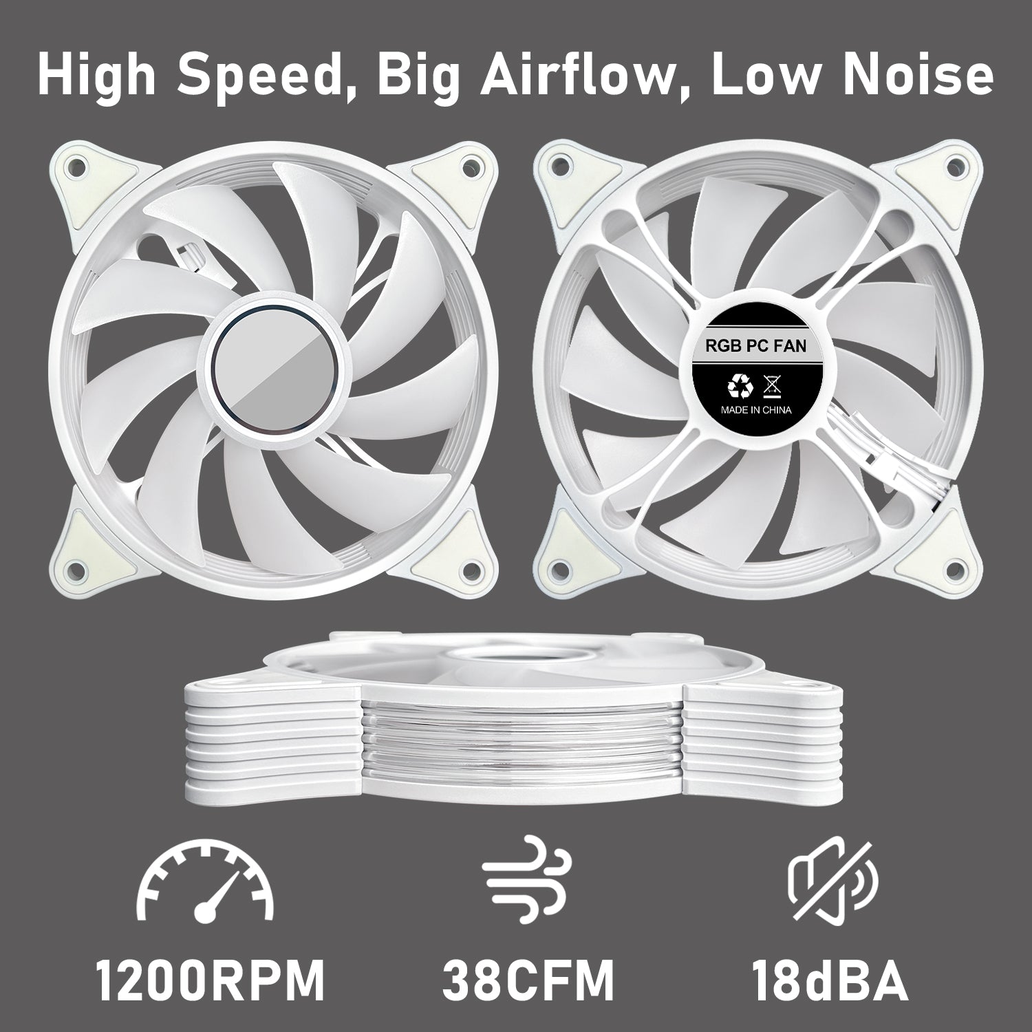 Infinity Mirror RGB Fans 120mm Case Fan 3 Pack PC Fans, FL-120W Slient ...