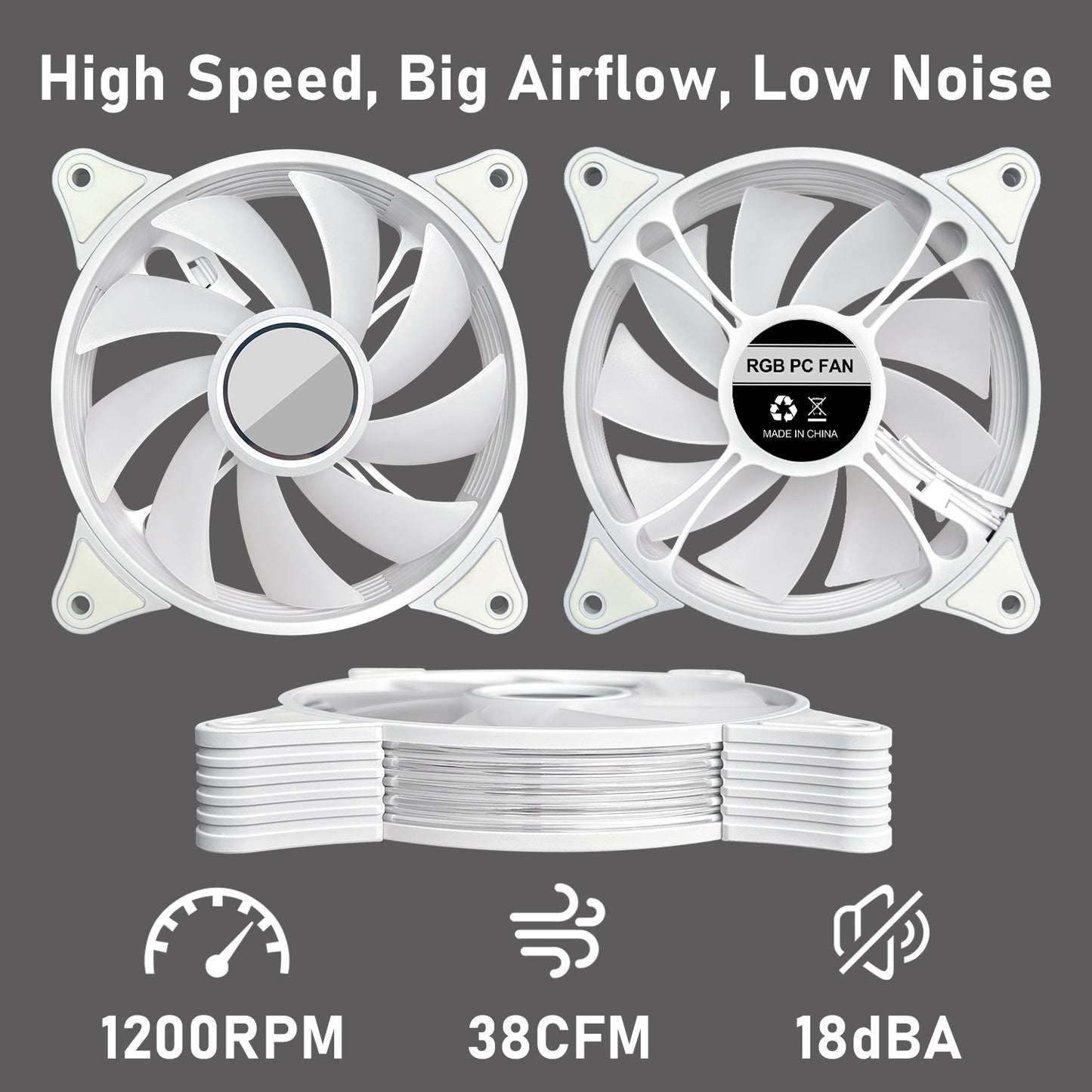 Infinity Mirror RGB Fans 120mm Case Fan 3 Pack PC Fans, FL-120W Slient PC Cooling Fan 12V 3PIN and molex 4PIN PSU Plug PC Case Fans, with Hydraulic Bearing - 1,200 RPM Quiet Computer Fans for PC Case
