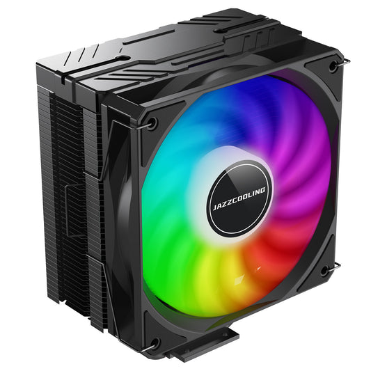 JAZZCOOLING HF500 CPU Air Cooler 5 Heat Pipes,180W TDP CPU Cooler for Intel LGA 1700/1200/115X/20XX AMD AM5/AM4,120mm RGB Fan 5V-3PIN ARGB Addressable Lights Motherboard Sync(Black)
