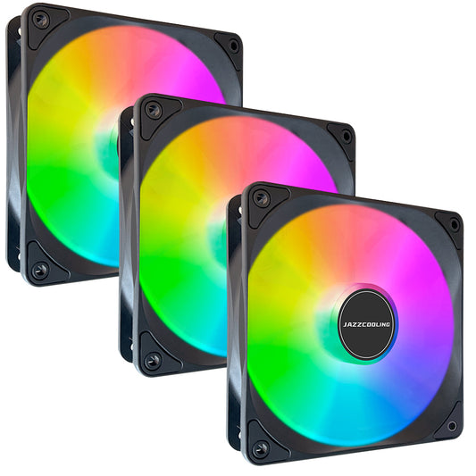 120mm Case Fan 3 Pack RGB Fans, FS-120 High Performance Quiet 120mm Cooling PC Fans, with Hydraulic Bearing - Low Noise with 12v 3pin and molex 4pin PSU Plug Computer RGB Case Fans for PC Case